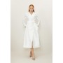 Petite Satin Twill Tailored Full Skirted Belted Midaxi Dress