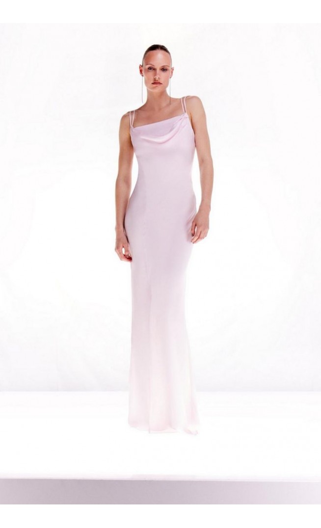 Ooto Viscose Satin Draped Strappy Woven Maxi