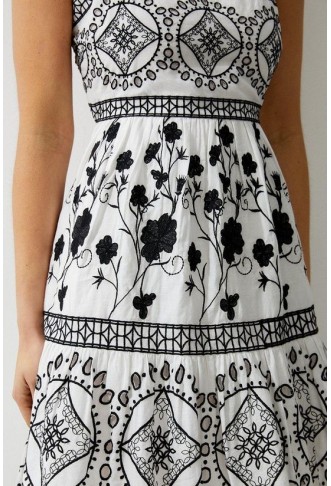 Floral & Geo Embroidered Mini Dress