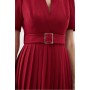 Tailored Structured Crepe Forever Pleat Belted Midi Dress