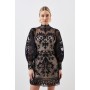 Petite Baroque Applique Woven Mini Dress