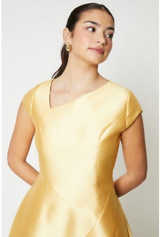Twill Asymmetric Seam Midi Dress