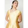 Twill Asymmetric Seam Midi Dress