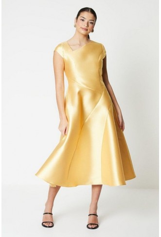 Twill Asymmetric Seam Midi...