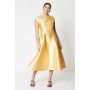 Twill Asymmetric Seam Midi Dress