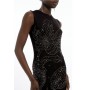 Placed Embellished Floral Mesh Jersey Midi Dress