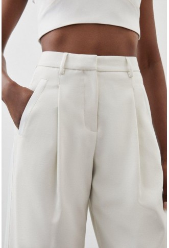 Tailored Premium Twill High Waisted Straight Leg Trousers