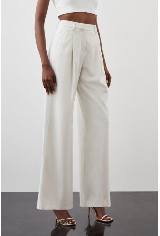 Tailored Premium Twill High Waisted Straight Leg Trousers