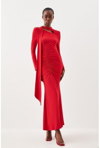 Jersey Crepe Ruched Tie...