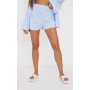 Light Blue Pinstripe Woven Elastic Waist Floaty Shorts