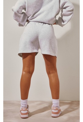 Ash Grey Self Love Club Puff Print Oversized Runner Shorts
