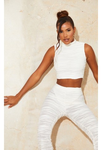 Cream Pleated Jersey High...