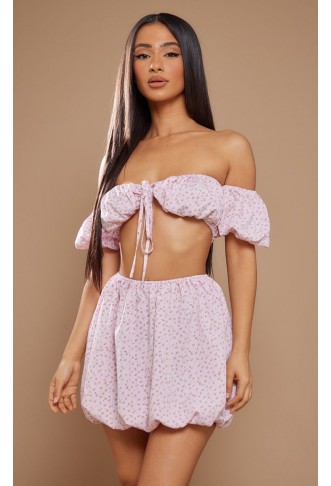 Petite Pink Ditsy Mini Skirt