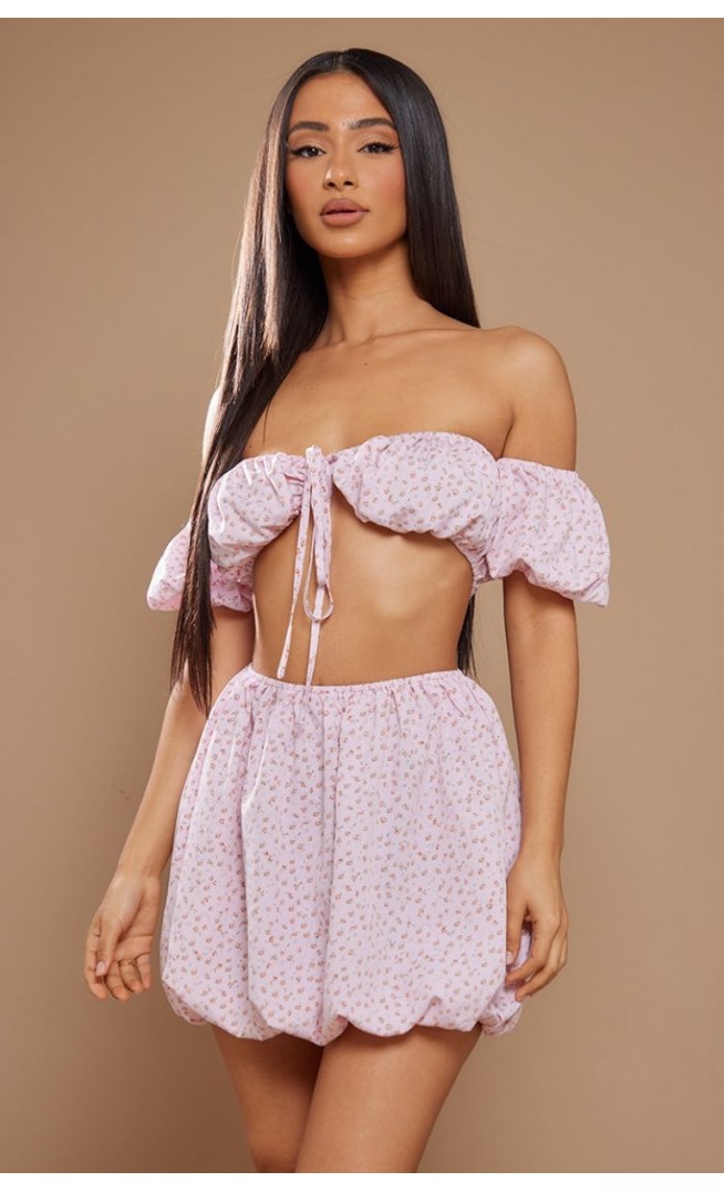 Petite Pink Ditsy Mini Skirt