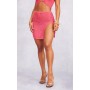 Hot Pink Laddering Knit Split Mini Skirt