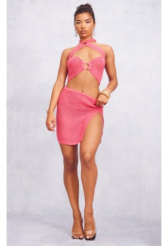 Hot Pink Laddering Knit...