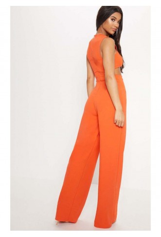 Orange Crepe Cut Out Jumpsuit