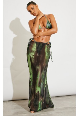 Green Grunge Print Mesh...