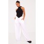 Black Linen High Neck Cut Out Back Pointed Cami Top