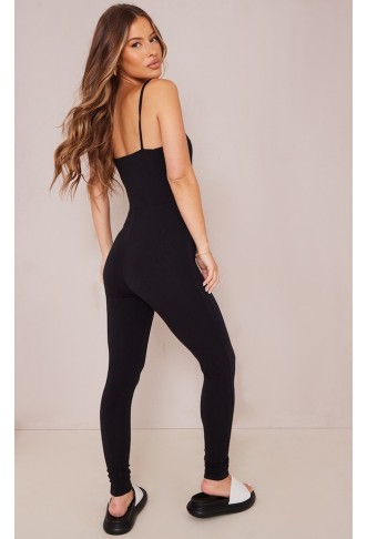 Maternity Black Basic Strappy Plunge Jumpsuit