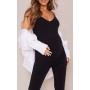 Maternity Black Basic Strappy Plunge Jumpsuit