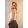 White Stretch Woven Lace Up Plunge Crop Top