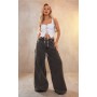 White Stretch Woven Lace Up Plunge Crop Top