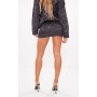 Black Woven Jacquard Seam Detail Micro Mini Skirt