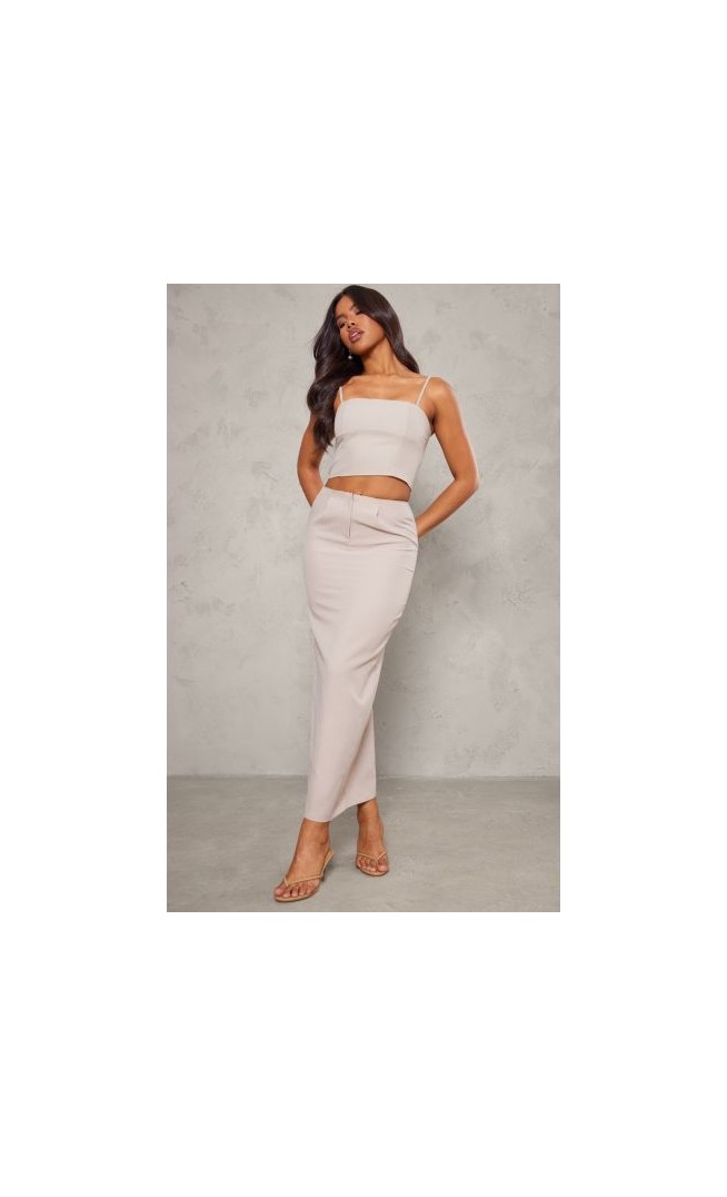 Stone Woven Straight Neck Cami Top