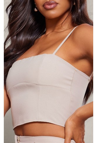 Stone Woven Straight Neck Cami Top