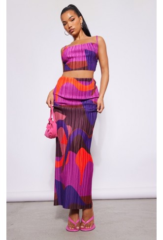 Pink Print Plisse Strappy...