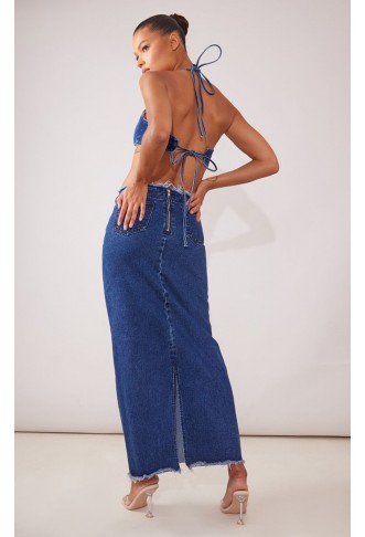 Washed Indigo Overdyed Denim Bralette