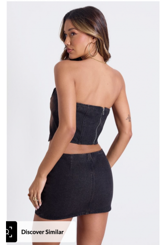 PLT BLACK BROWN ACID TINT SIDEWAYS STYLE DENIM MINI SKIRT