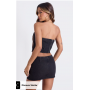 PLT BLACK BROWN ACID TINT SIDEWAYS STYLE DENIM MINI SKIRT
