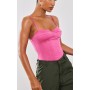 Hot Pink Spaghetti Strap Satin Boned Corset