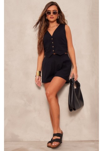 Black Linen Look Boxy...