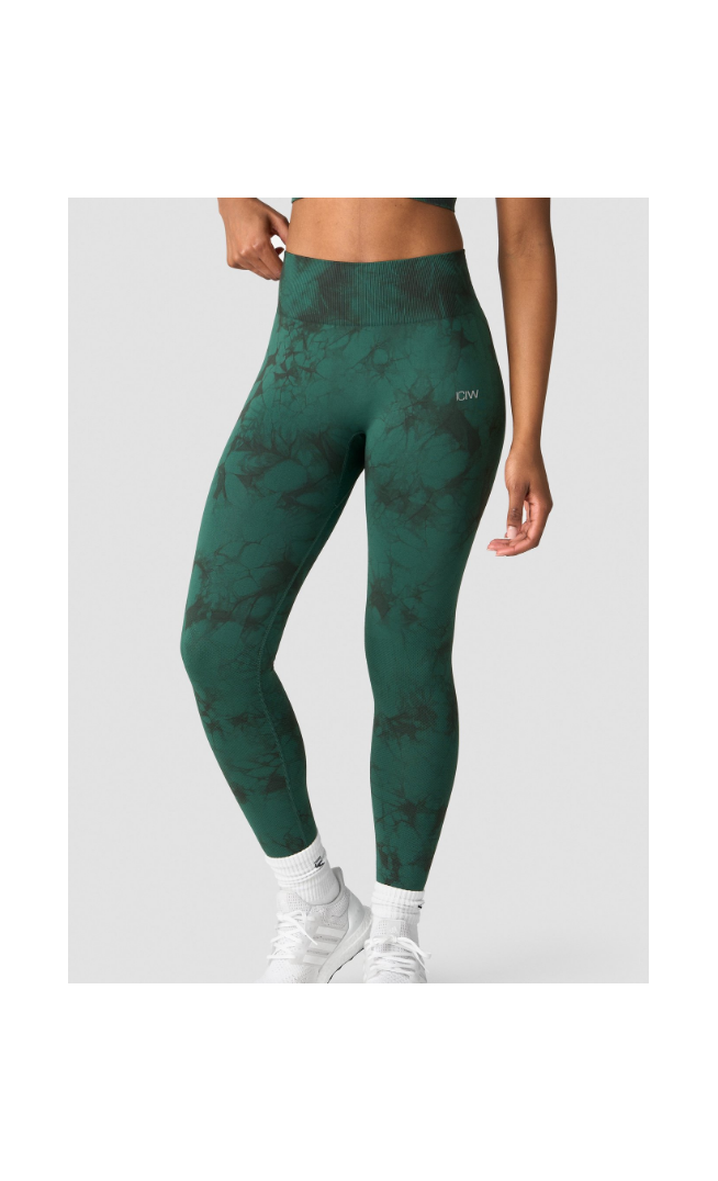 Define Seamless Tie Dye Tights Hunter Green