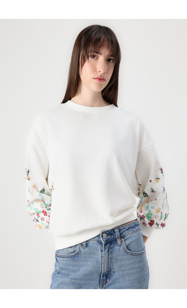 ONLBROOKE FLOWER - Sweatshirt - cloud dancer