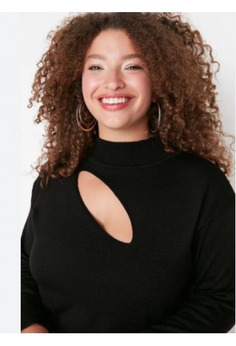 Trendyol Curve Black Cut Out Detailed Knitwear