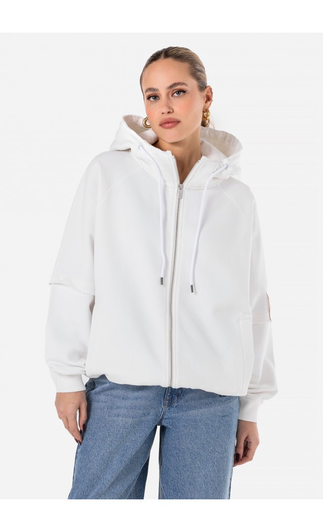 KLARA ZIP JACKET - Zip-up sweatshirt - washed warm white