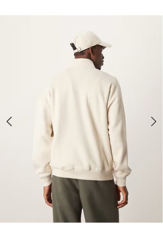 Abercrombie & Fitch timeless logo half zip sweatshirt in cream