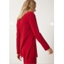 Women's Red Comfortable Ribbed Knitted Blouse Trousers Set
