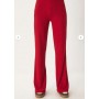 Women's Red Comfortable Ribbed Knitted Blouse Trousers Set