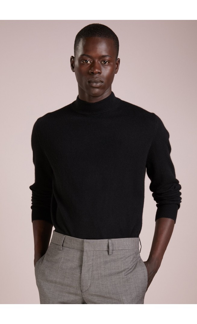 MEN MOCK NECK SWEATER - Jumper - black