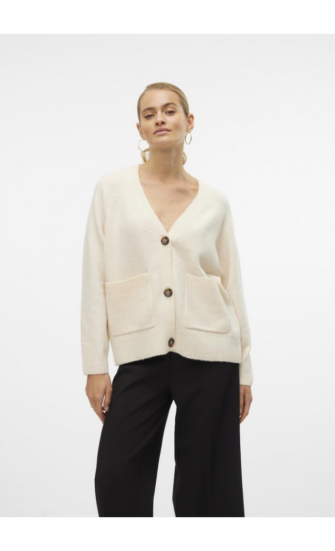 BOOM LS V-NECK BUTTON NOOS - Cardigan - birch melange