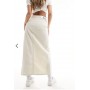 Calvin Klein Jeans front split denim maxi skirt in white
