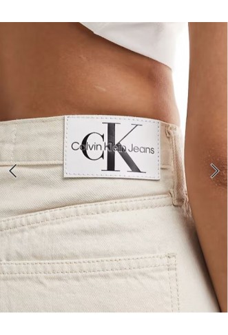 Calvin Klein Jeans front split denim maxi skirt in white