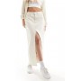 Calvin Klein Jeans front split denim maxi skirt in white