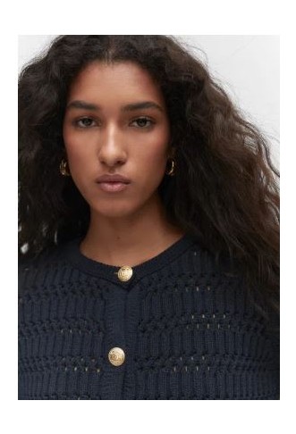 Knitted Cardigan With Jewel Button
