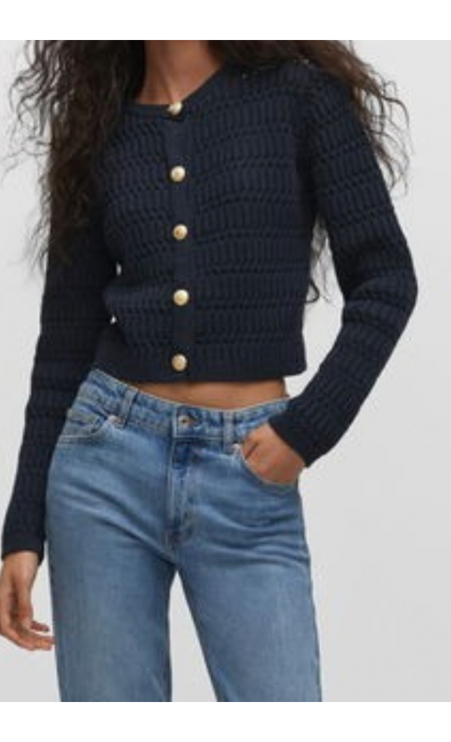 Knitted Cardigan With Jewel Button